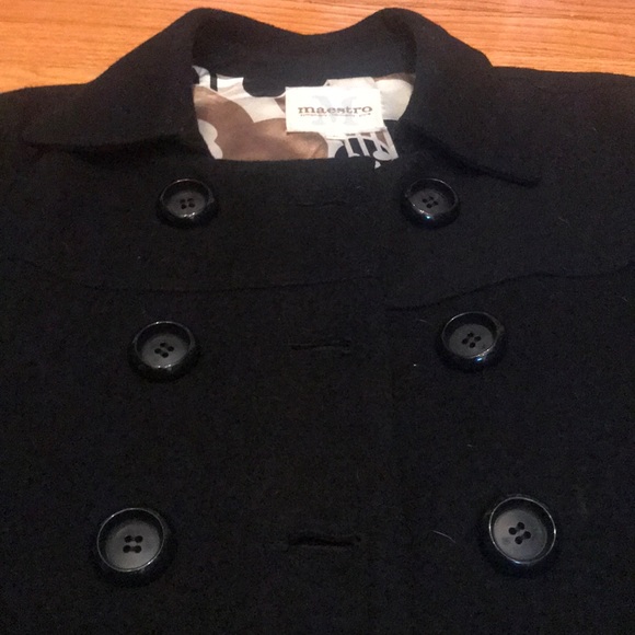 Black wool cape with silk lining - Picture 3 of 5